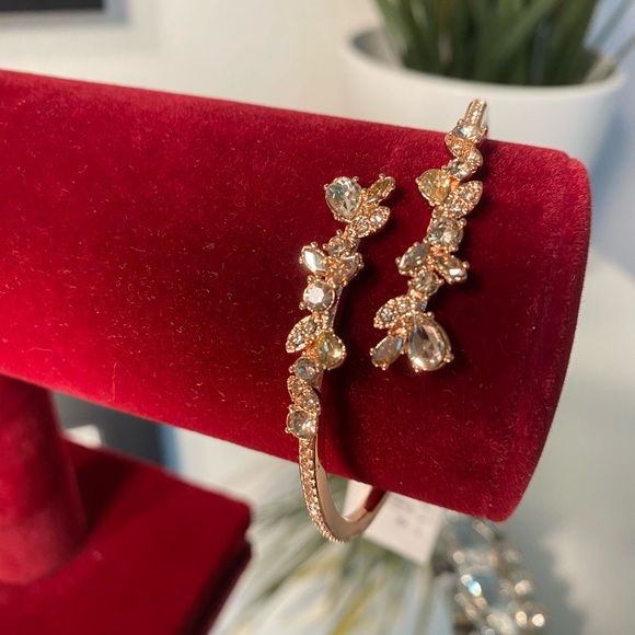 NWT GIVENCHY Rose Gold Tone Crystal Cuff Bracelet - Picture 1 of 7